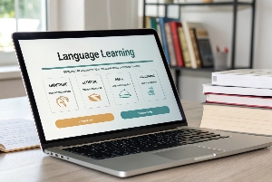 website showing clean, user-friendly language learning interface